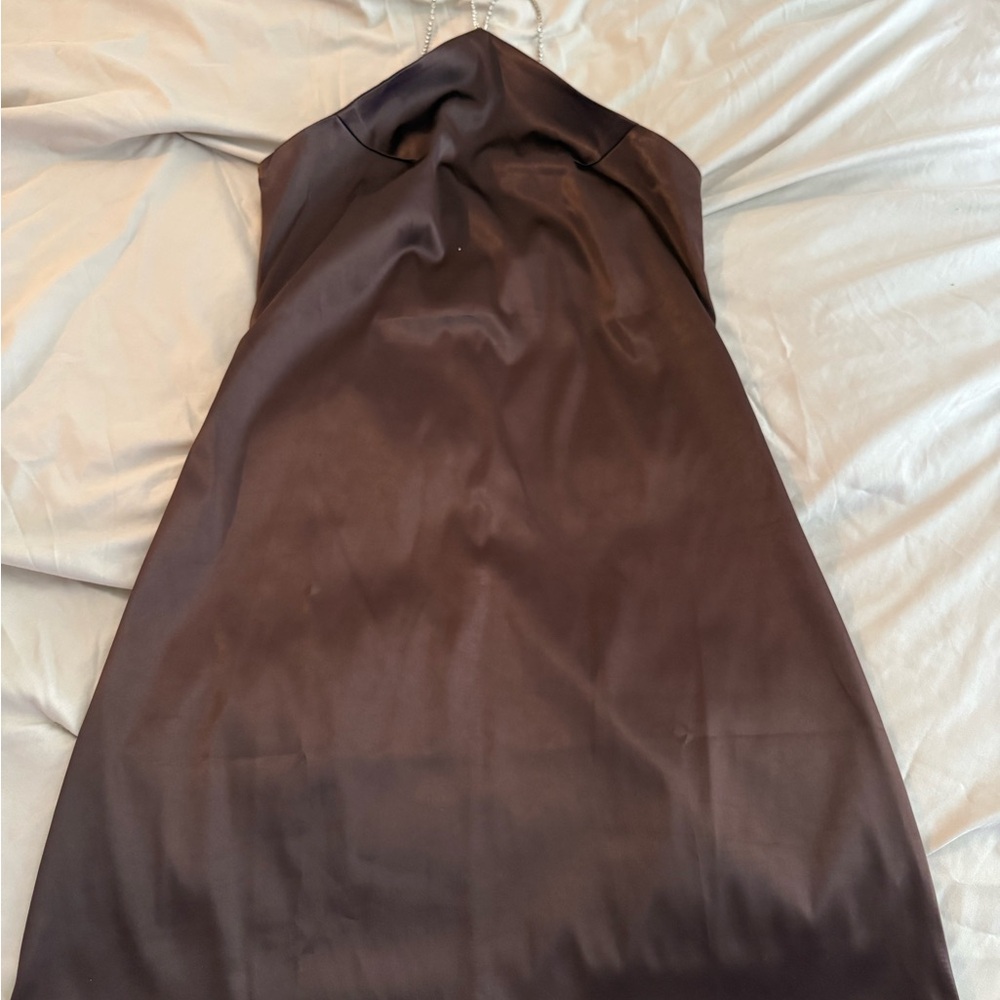 Elegant Brown rhinestone straps Dress Large NWOT